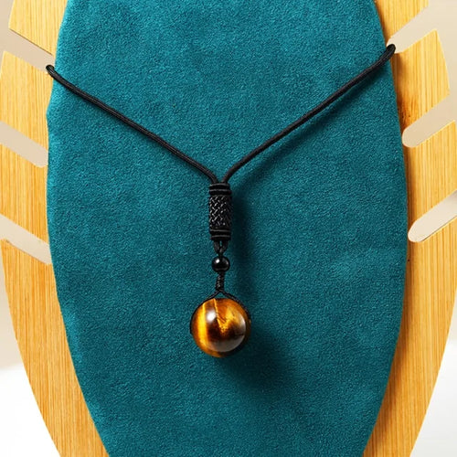 Load image into Gallery viewer, Tiger Eye Stone Pendant Necklace
